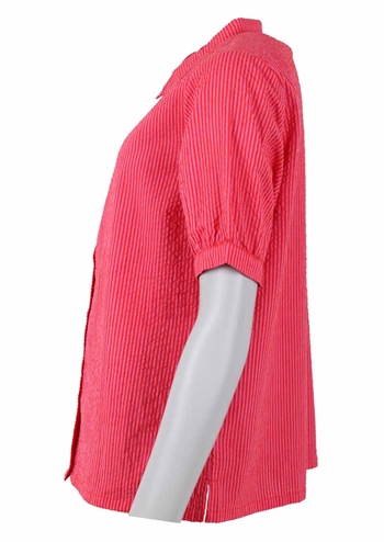 Flot pink og rød stribet skjortebluse fra Danefæ